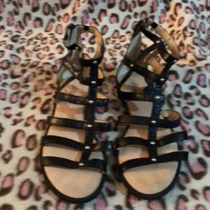 Lucky Brand Black Studded Gladiator Sandals Summer Goth Witchy size 8
